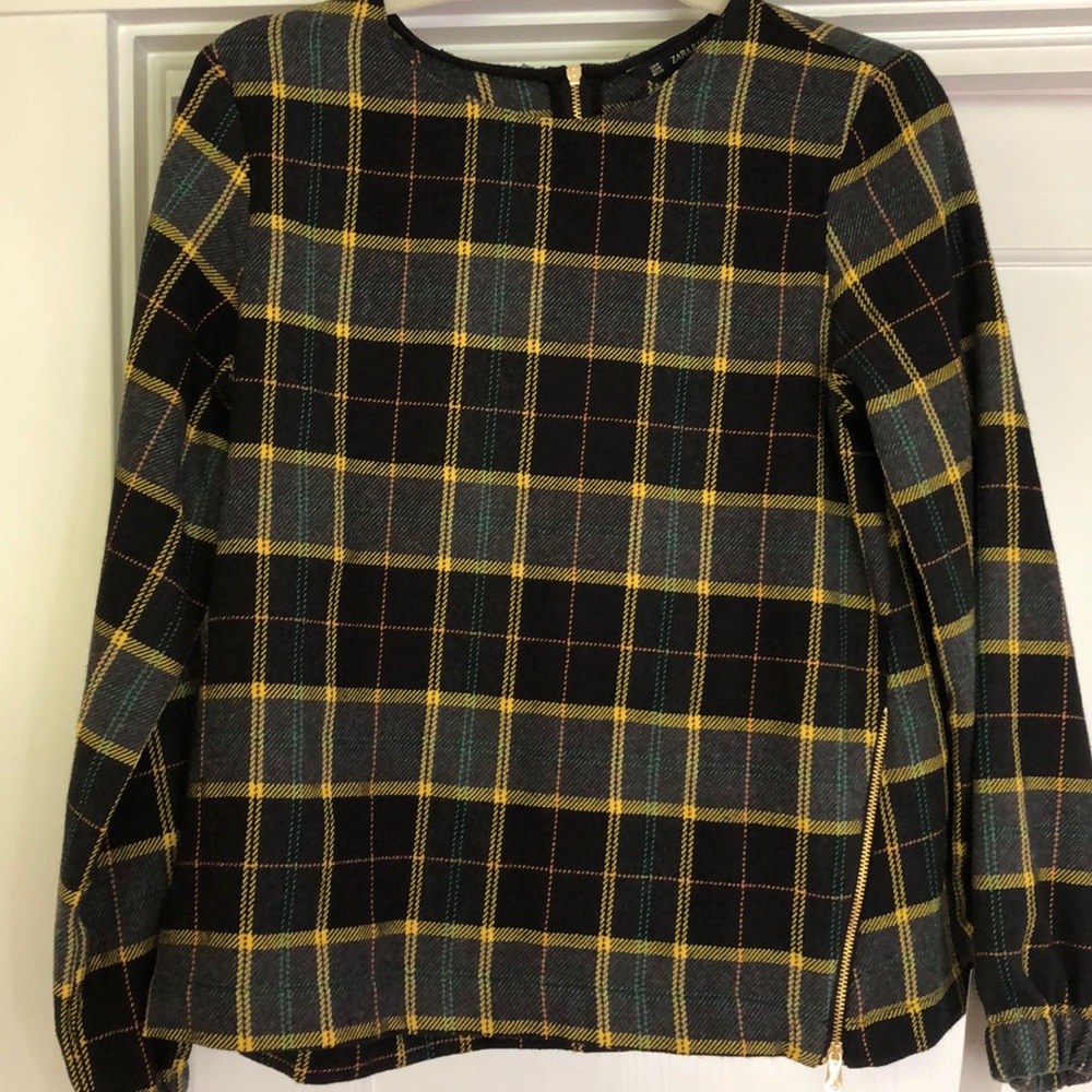 BRAND NEW WITH TAGS Zara plaid wool blend top